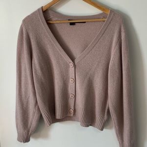360 Cashmere Pink Puff Sleeve Cropped Sweater Cardigan S